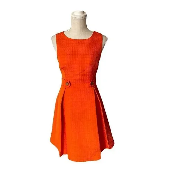 Modcloth So Sixties Textured Dress in Tangerine - Picture 2 of 16